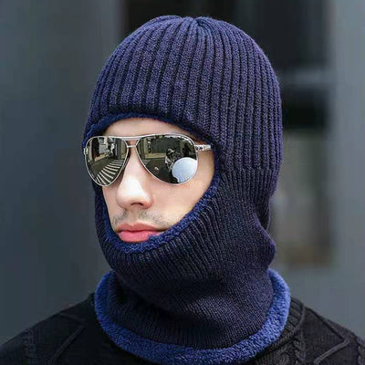 Winter Warm Unisex Dome Brimless Terry Neck Protection Thickened Flat Brim Knitted Hat
