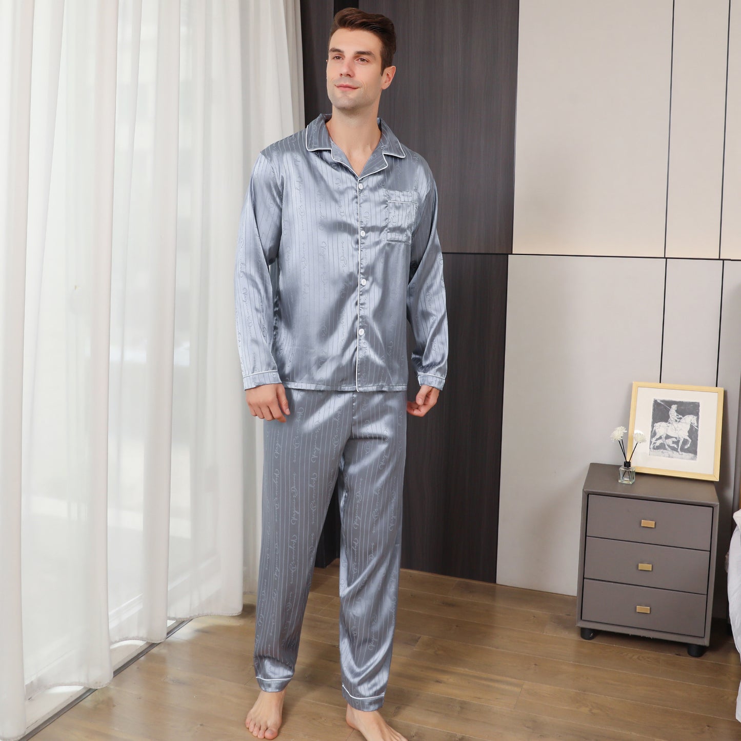 Ice Silk Men's Pajama Set
