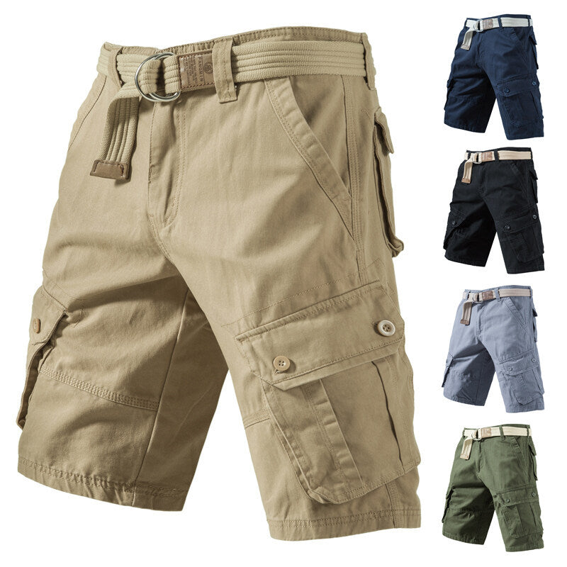 Summer New Solid Color Tooling Fifth Pants