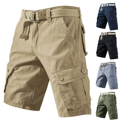 Summer New Solid Color Tooling Fifth Pants