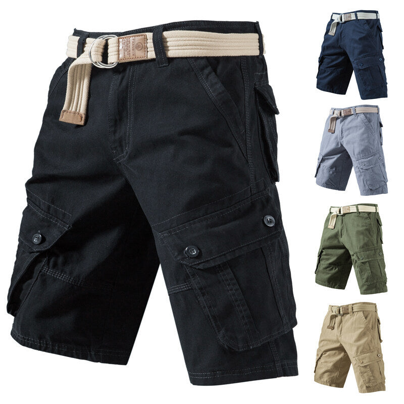 Summer New Solid Color Tooling Fifth Pants