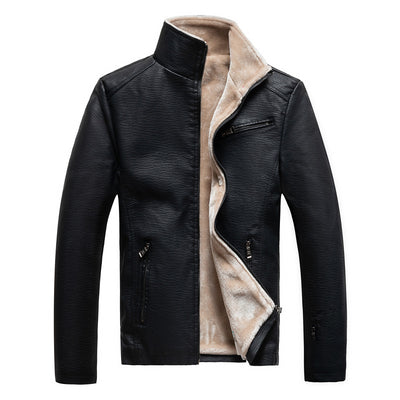 Men's Leather Jacket Warm Motorcycle Clothing